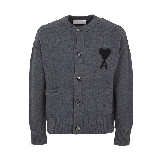 아미  빅하트 로고 울 가디건