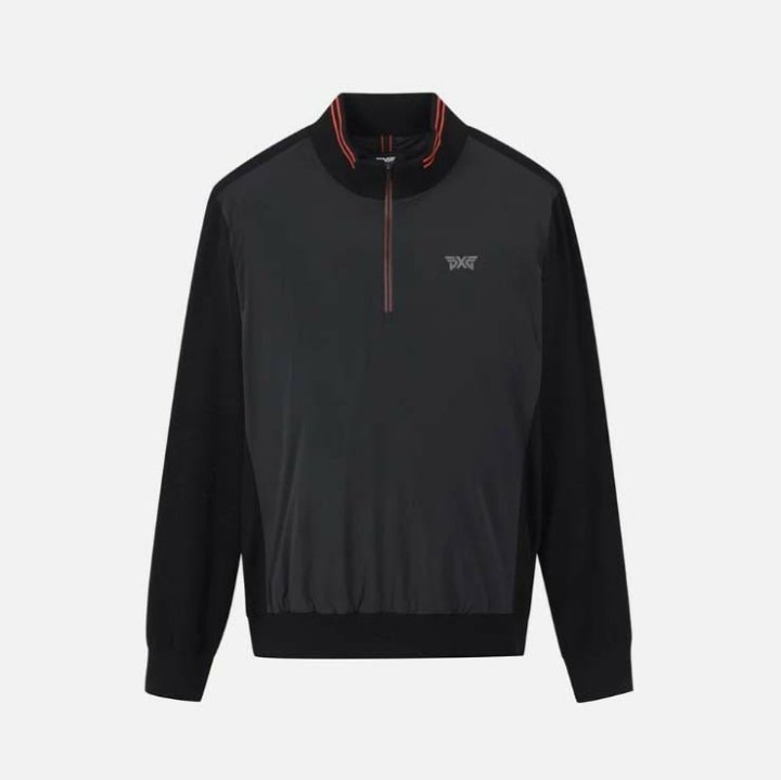 PXG  하프 집업 하이브리드 니트 