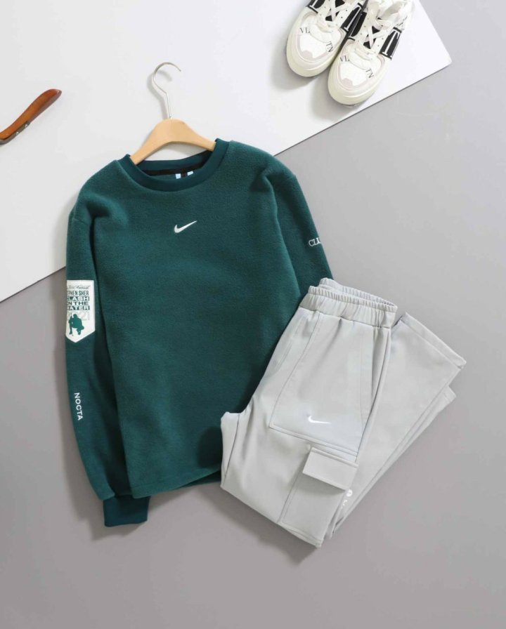 나이키 × 녹타  골프 플리스 크루넥 & 기모 팬츠 set  