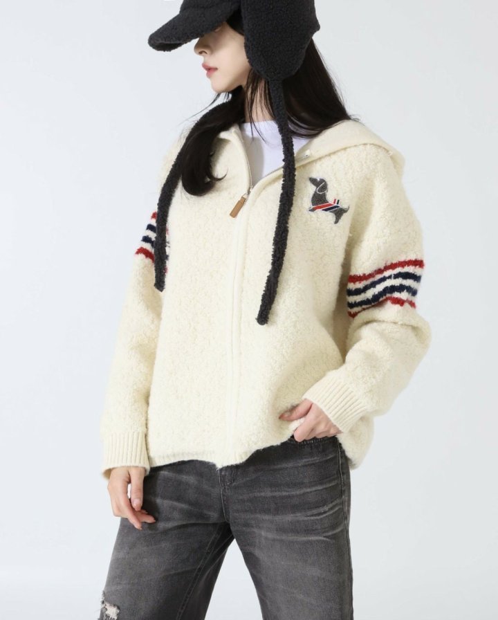 톰브라운  모던 클래식 도그 후드 셰르파 자켓  