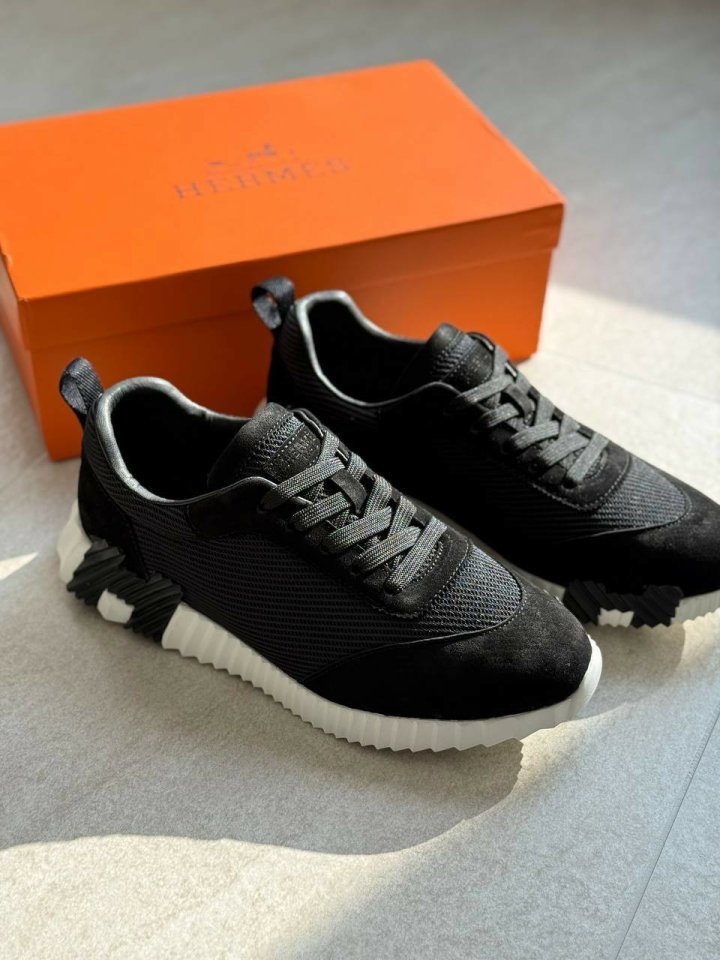 에르메스  바운싱 텍스쳐드 메쉬 스웨이드 고트스킨 스니커즈  