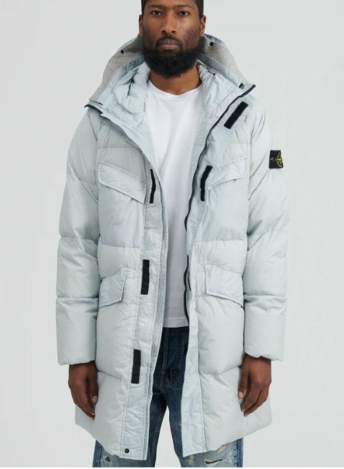 스톤 아일랜드  크링클랩스 덕다운 롱패딩  