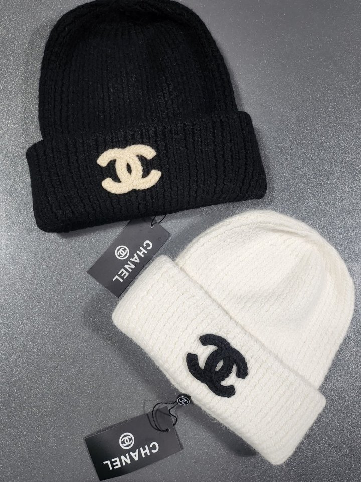 샤넬  로고 울니트 비니
