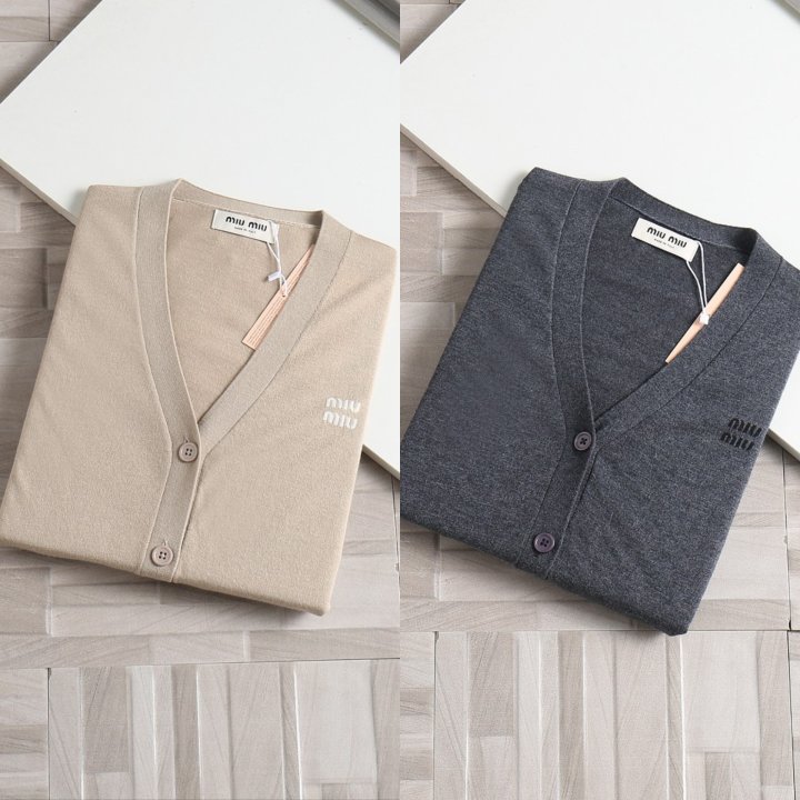 미우미우  여성 자수 울 가디건