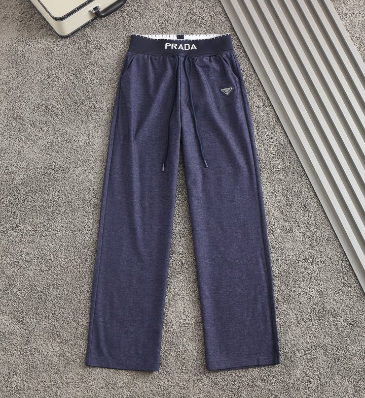 프라다  여성 삼각로고 스판와이드 데님 밴딩팬츠