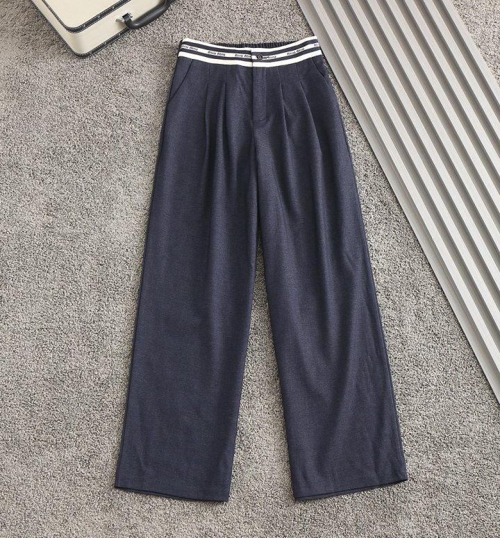 미우미우  여성 스판와이드 밴딩로고 밴딩팬츠