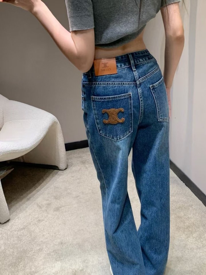 셀린느  여성 패치로고 스판 데님