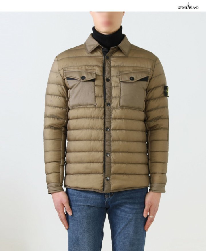 스톤 아일랜드  퀄팅 나일론 경량 다운 셔킷  
