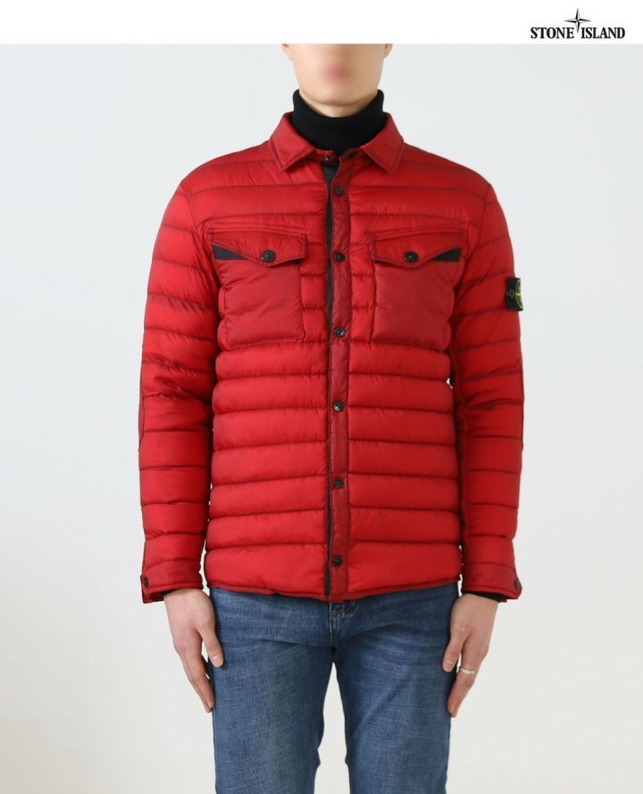 스톤 아일랜드  퀄팅 나일론 경량 다운 셔킷  