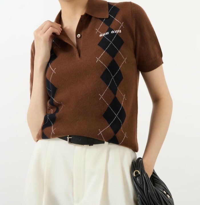 미우미우    인타르시아 울 캐시 니트 스웨터 