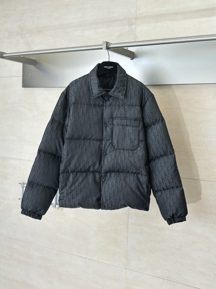 디올  D197 오블리크 자카드 구스 다운 오버셔츠 패딩