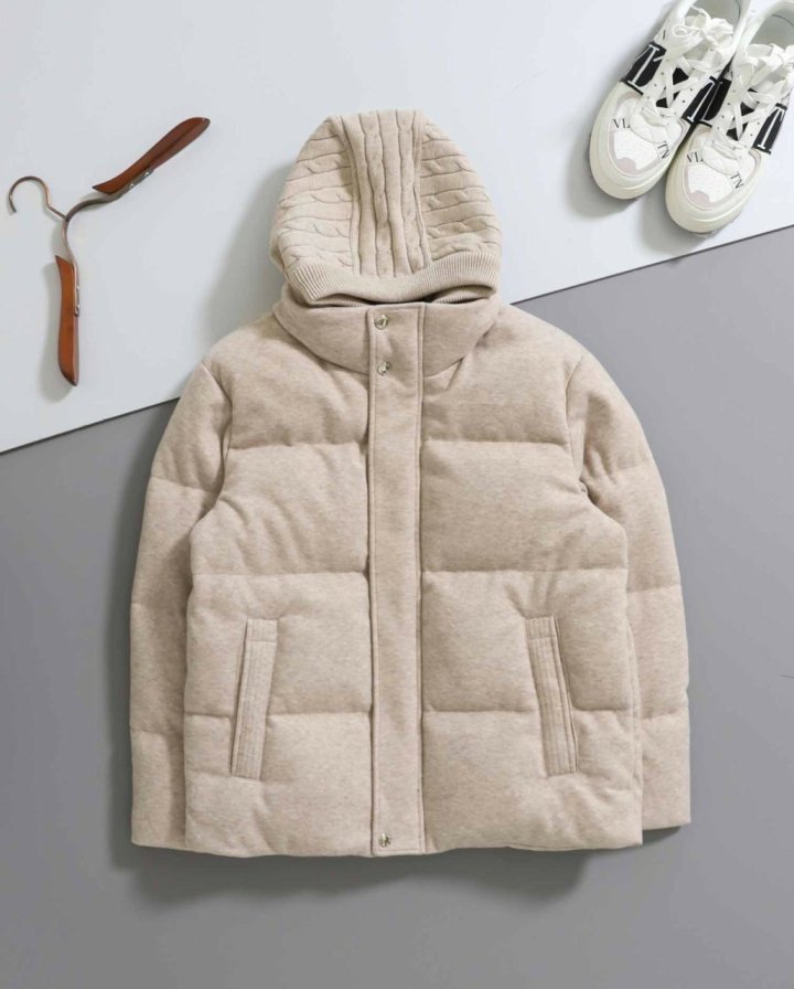 로로피아나  하이엔드 울 믹스 후드 탈부착 다운 점퍼   