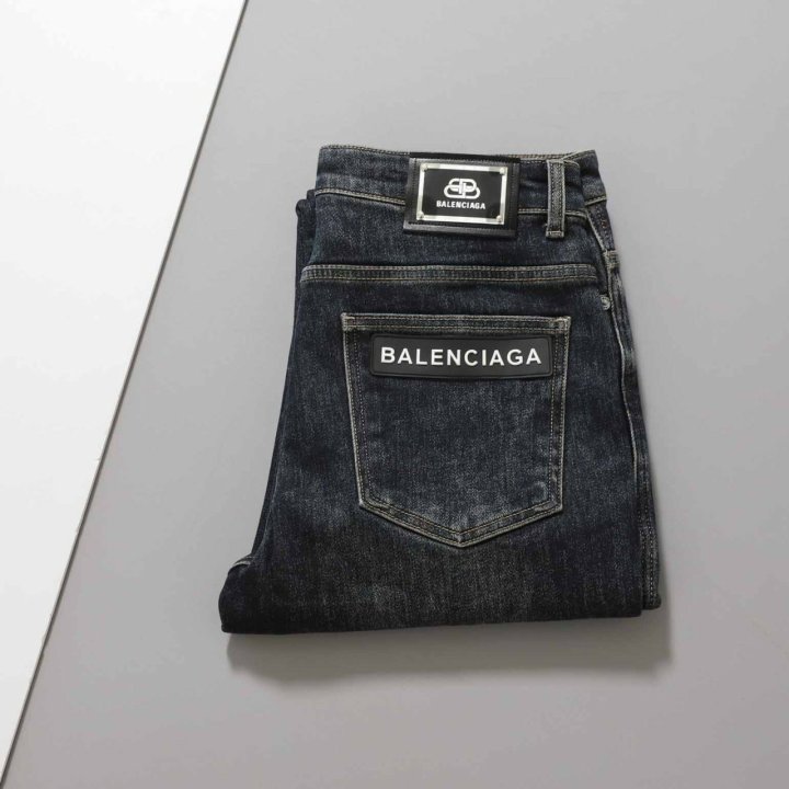 발렌시아가  로고 웨이스트 기모 데님 팬츠  