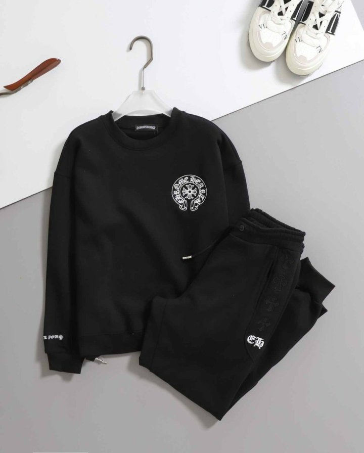 크롬하츠  빈티지 세메터리 패치 스틸 맨투맨 & 팬츠 SET  