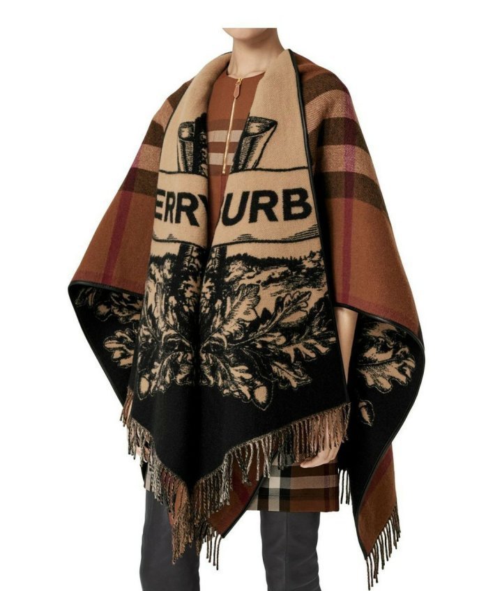 버버리  리버서블 EKD 체크 울 케이프  