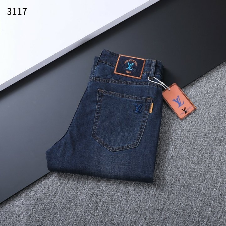 루이비통  LV 자수 데님 팬츠  