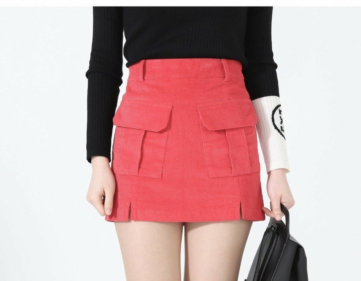 지포어 우먼 코듀로이 스커트