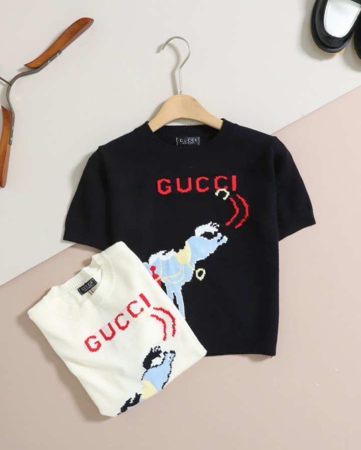 구찌 홀스 자수 반팔 니트