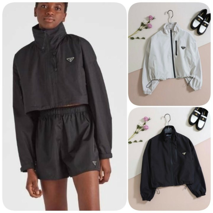 프라다 포플린 자수 셔츠테크니컬 코튼 및 리나일론 재킷