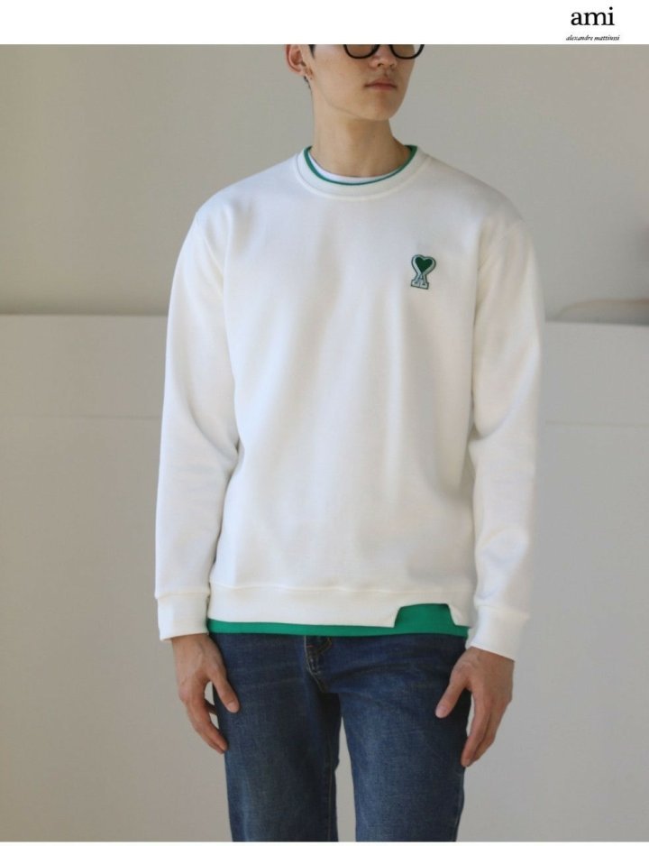 아미 그린 뉴하트 레이어드 맨투맨