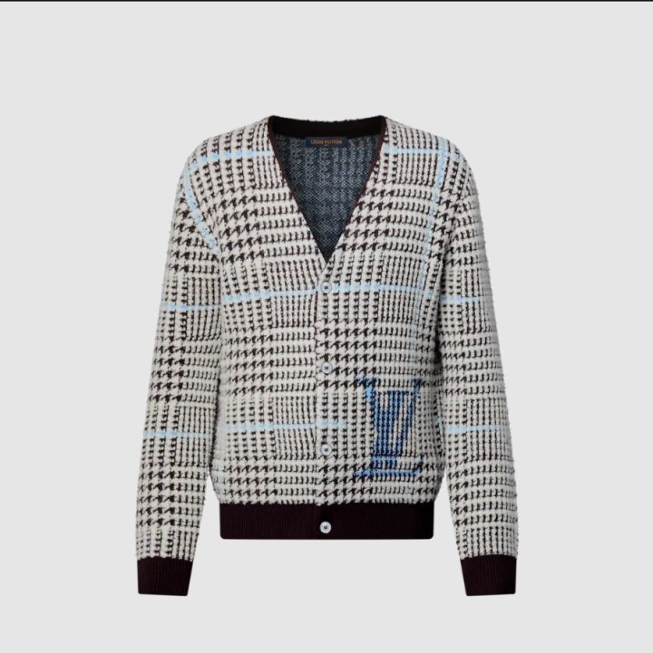 루이비통 텍스처드 플레드 가디건 
