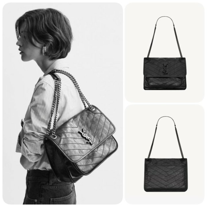 생로랑 빈티지 가죽 소재 니키 백