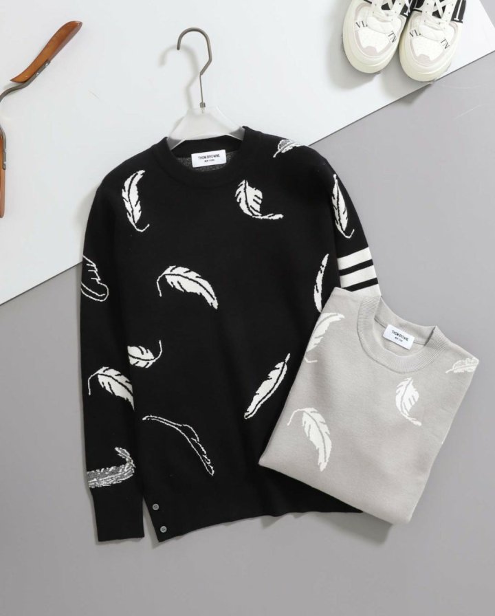 톰브라운 페더 인타르시아 코튼 스웨터